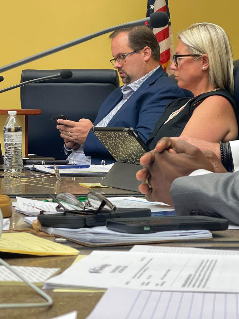 This was the single photo Council Member Stan Milan took at the July 12 Purcellville Town Council Meeting, showing Council Member Joel Grewe on his cell phone. Council Member Erin Rayner is seated to his left. The full Town video of this meeting can be viewed on the Town website.