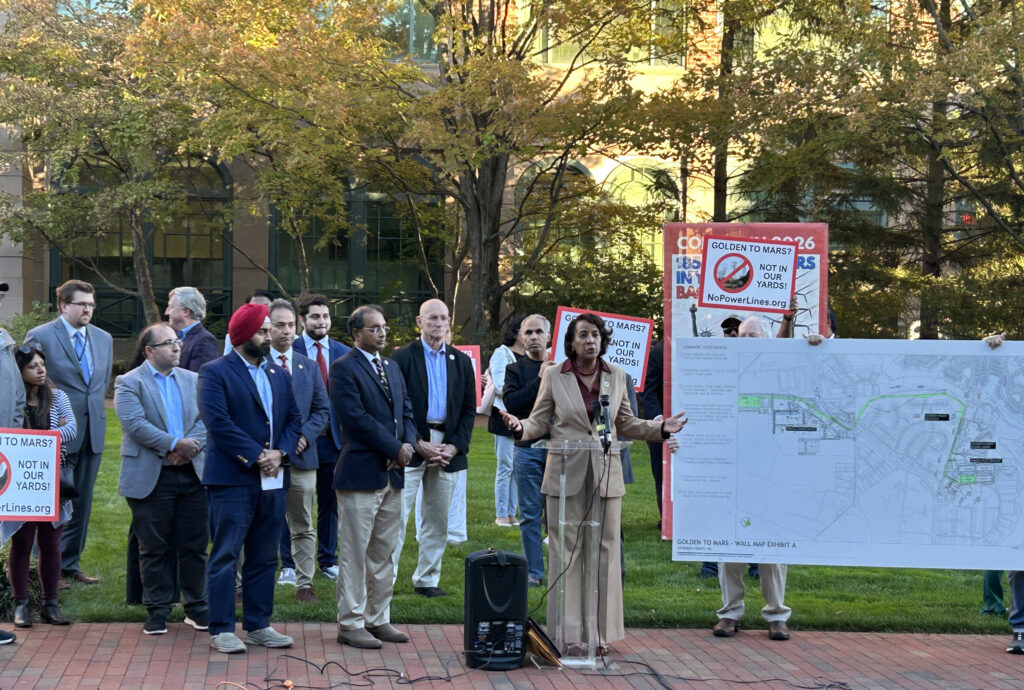 Loudoun County Board of Supervisors Chair Phyllis J. Randall speaking at October 16, 2025, news conference