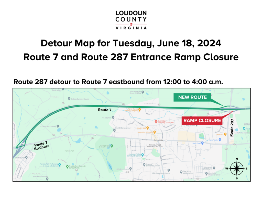 Detour Map for 06-18-24 - Route 7287 Interchange Ramp Closures